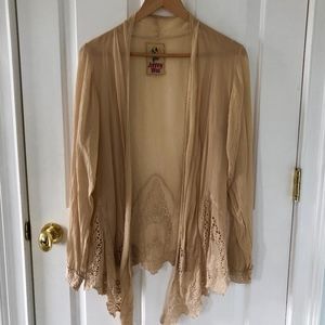 Johnny Was Rayon Jacket Cardigan Beige Sz S